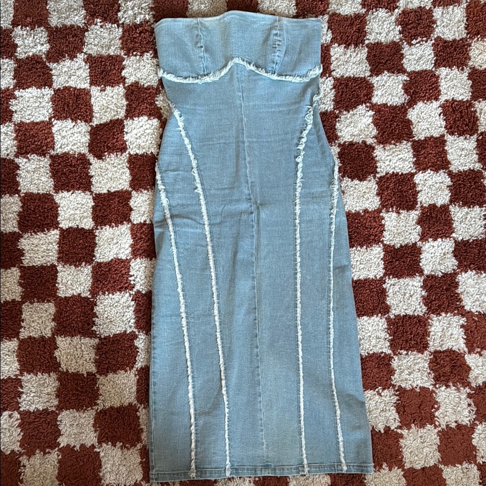 ESTHE Denim Corset Midi Dress